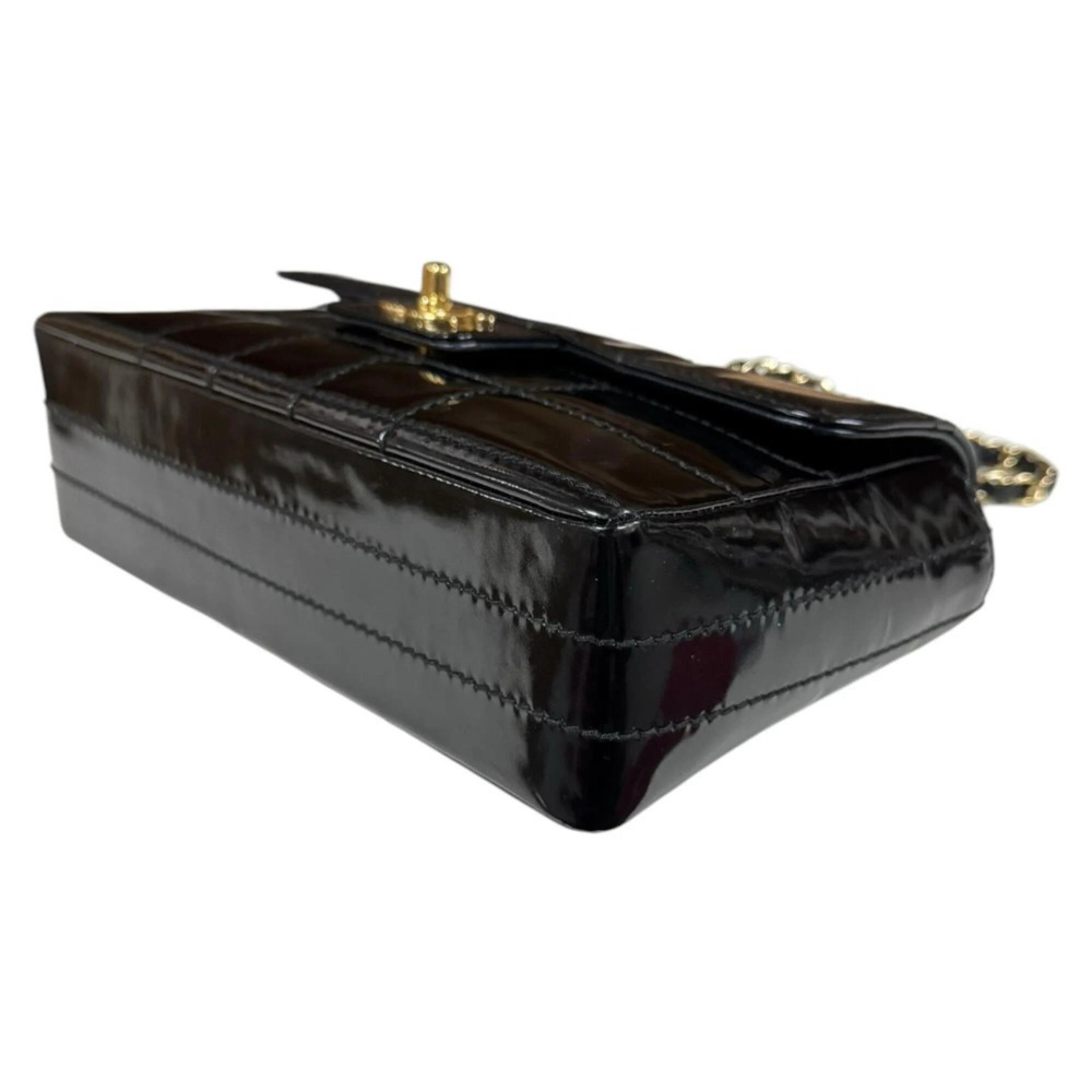 Chanel Chocolate Bar Shoulder Bag, Patent Leather, Black, Women's, CHANEL Chain - Picture 6 of 16